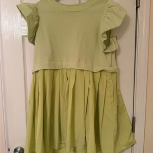 Elegant Lime Green Ruffle Sleeve Dress